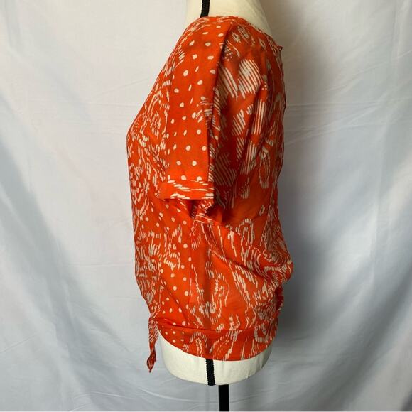 Collective Concepts Tie Front Short Sleeve Blouse Womens Size Small Red Floral - Picture 3 of 12